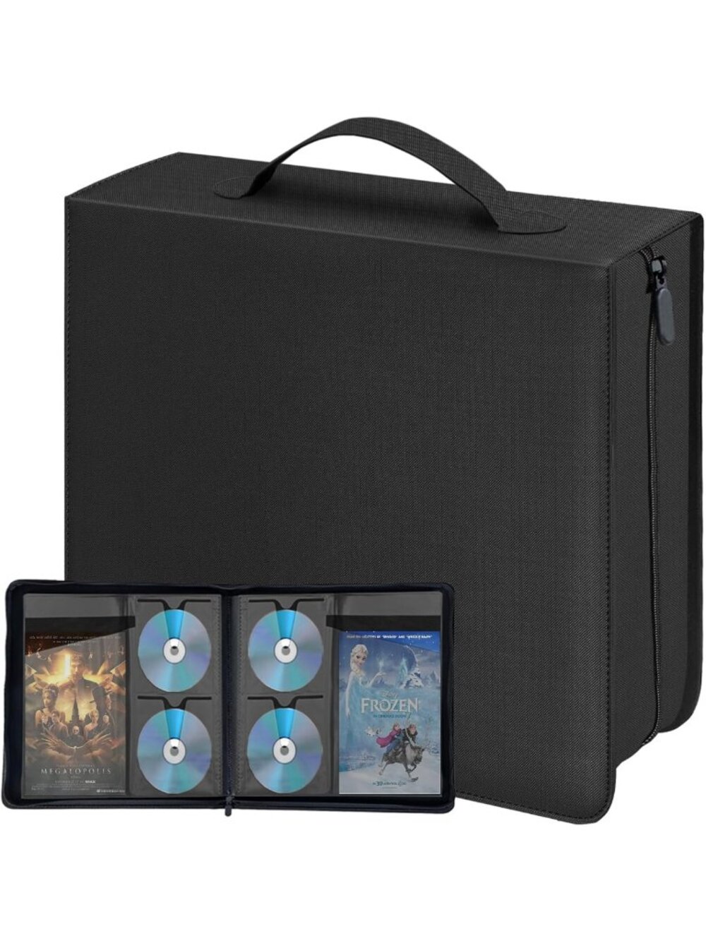 Portable CD/DVD Storage Binder - Holds 200 Discs, 100 Pockets, PU Leather